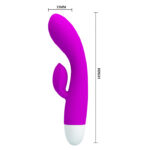 Vibrador  Em Silicone Recarregável Com Motor Duplo e Estimulador  Clitoriano - Pretty Love Eli - Imagem 3