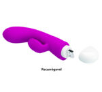 Vibrador  Em Silicone Recarregável Com Motor Duplo e Estimulador  Clitoriano - Pretty Love Eli - Imagem 4