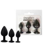 Kit Com 3 Plugs Em Silicone De Tamanhos Progressivos, Com Pedras